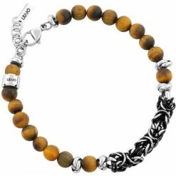 LIU JO BRACCIALE DA UOMO TRECCIA E PIETRE