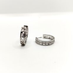 BOCCARDO GIOIELLI ORECCHINI DA DONNA A CERCHIO IN ARGENTO CON ZIRCONI RETTANGOLARI