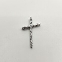 BOCCARDO GIOIELLI CIONDOLO CROCE STILIZZATA IN ARGENTO CON ZIRCONI
