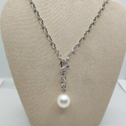 COLLANA CON MOSCHETTONE GIOIELLO E PERLA PENDENTE