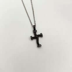 BOCCARDO GIOIELLI COLLANA CROCE IN ACCIAIO CON ZIRCONI BIANCHI