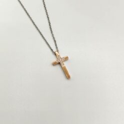 BOCCARDO GIOIELLI COLLANA CROCE IN ACCIAIO PLACCATO ORO GIALLO CON ZIRCONI BIANCHI