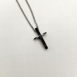 BOCCARDO GIOIELLI COLLANA CROCE IN ACCIAIO CON ZIRCONE BIANCO