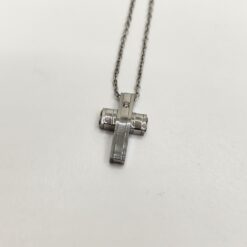 BOCCARDO GIOIELLI COLLANA CROCE IN ACCIAIO CON ZIRCONE CENTRALE BIANCO