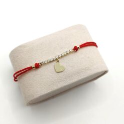 BOCCARDO GIOIELLI BRACCIALE TENNIS PICCOLO CON CUORE E LACCIO ROSSO