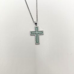 BOCCARDO GIOIELLI COLLANA CROCE CON ZIRCONI VERDI