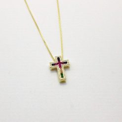 BOCCARDO GIOIELLI COLLANA CROCE CON ZIRCONI COLORATI