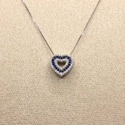 BOCCARDO GIOIELLI COLLANA A FORMA DI CUORE CON ZIRCONI BIANCA E BLU