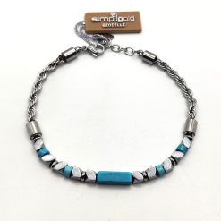 SIMPLIGOLD GIOIELLI BRACCIALE DA UOMO IN ACCIAIO E PIETRE TURCHESI