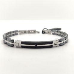 SIMPLIGOLD GIOIELLI BRACCIALE DA UOMO IN ACCIAIO E CERAMICA CON ZAFFIRO