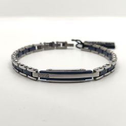 SIMPLIGOLD GIOIELLI BRACCIALE DA UOMO IN ACCIAIO E CERAMICA CON DIAMANTI
