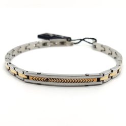 SIMPLIGOLD GIOIELLI BRACCIALE DA UOMO IN ACCIAIO BICOLORE CON ZAFFIRO