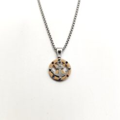 SIMPLIGOLD GIOIELLI COLLANA AD ANCORA DA UOMO IN ACCIAIO CON RUBINI E ZAFFIRI