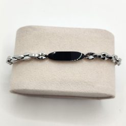 SIMPLIGOLD GIOIELLI BRACCIALE DA UOMO IN ACCIAIO CON TARGA NERA INCIDIBILE