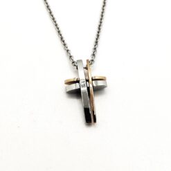 SIMPLIGOLD GIOIELLI COLLANA CROCE DA UOMO IN ACCIAIO DOPPIO FILO