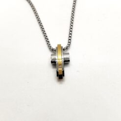 SIMPLIGOLD GIOIELLI COLLANA CROCE DA UOMO IN ACCIAIO BICOLORE