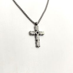 SIMPLIGOLD GIOIELLI COLLANA CROCE DA UOMO IN ACCIAIO BICOLORE