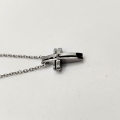 SIMPLIGOLD GIOIELLI COLLANA CROCE DA UOMO IN ACCIAIO DOPPIO FILO