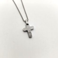 SIMPLIGOLD GIOIELLI COLLANA CROCE DA UOMO IN ACCIAIO LUCIDO E SATINATO