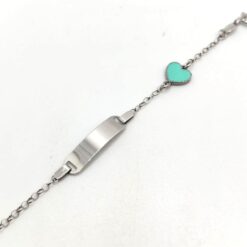 URANIA BRACCIALE DA BAMBINO IN ARGENTO CON TARGA E CUORE VERDE TIFFANY