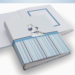 ALBUM PORTAFOTO CELESTE CON ORSETTO IN ARGENTO