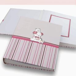 ALBUM PORTAFOTO ROSA CON ORSETTO IN ARGENTO