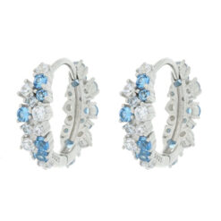 URANIA ORECCHINI A CERCHIO CON ZIRCONI AZZURRI IN ARGENTO 925