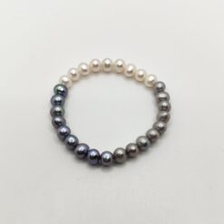 Mikiko bracciale con perle bianche e grigie