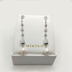Mikiko Orecchini Pendenti con Perle e Swarovski