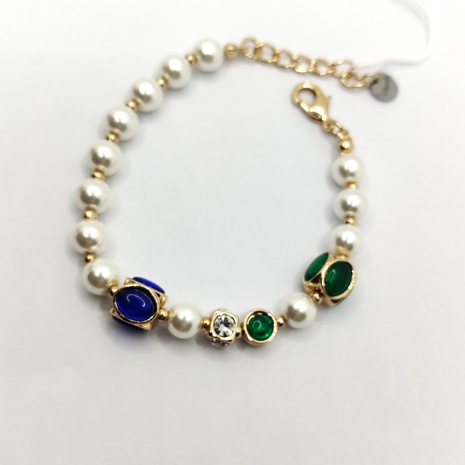 BRACCIALE URANIA CON PERLE E PIETRE COLORATE