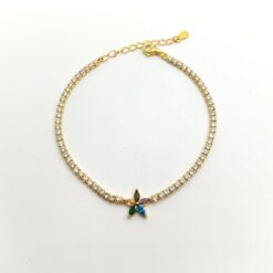 BRACCIALE TENNIS IN ARGENTO CON FIORE