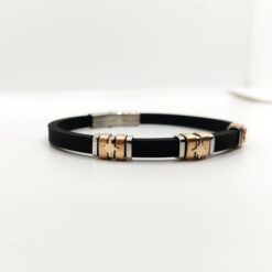 SIMPLIGOLD BRACCIALE DA UOMO IN ACCIAIO E CAUCCIU'