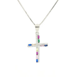 COLLANA URANIA CROCE COLORATA IN ARGENTO