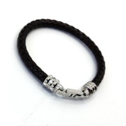 POLICE BRACCIALE IN ACCIAIO E PELLE MARRONE