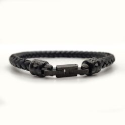 POLICE BRACCIALE IN ACCIAIO E PELLE NERO