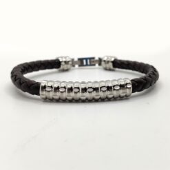 POLICE BRACCIALE IN ACCIAIO E PELLE MARRONE