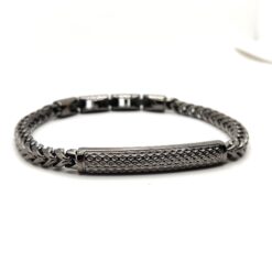 POLICE BRACCIALE IN ACCIAIO BRUNITO CON TARGA